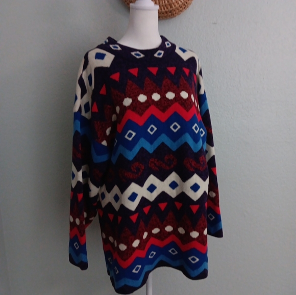 Vintage 80s Oversized Geometric sweater - Picture 1 of 5